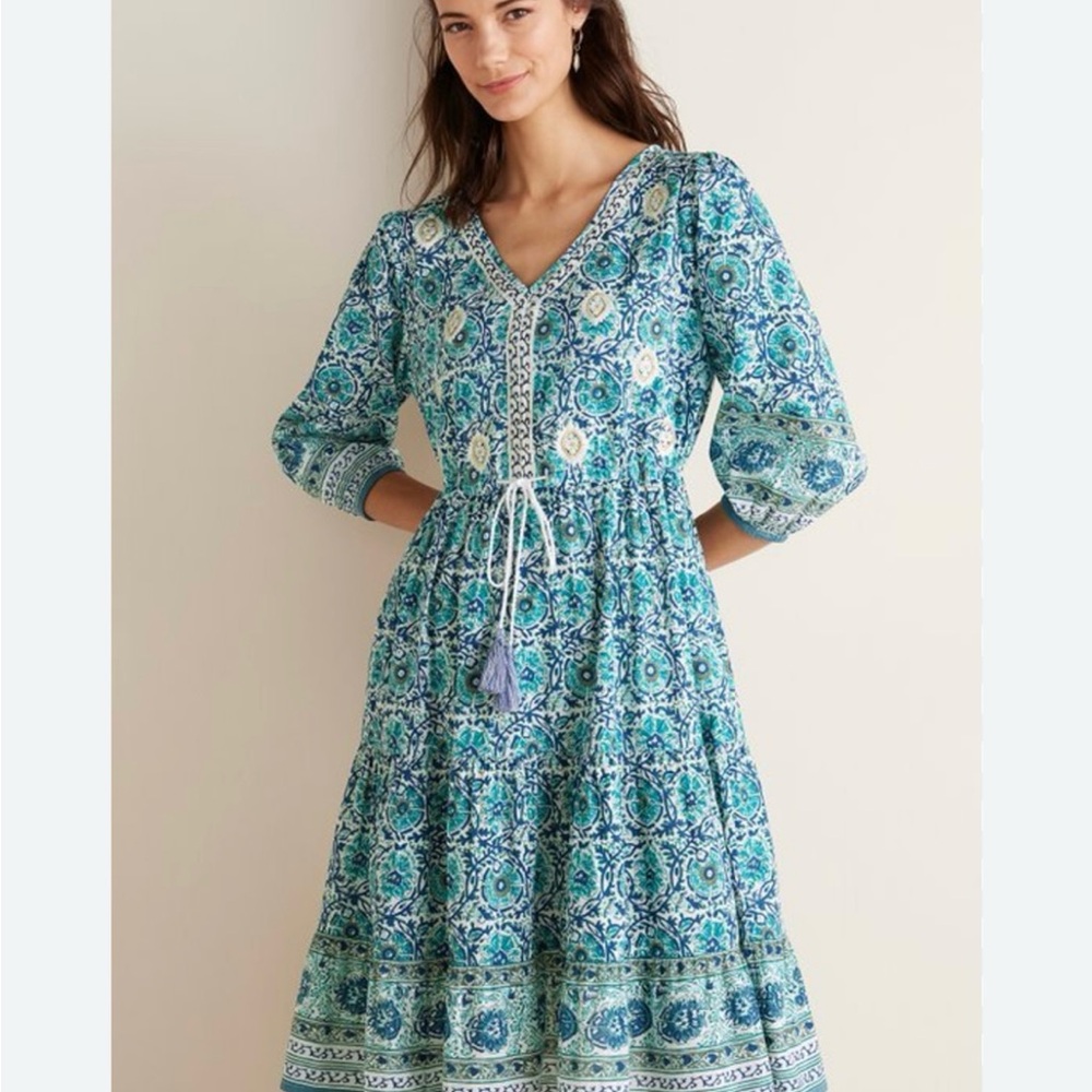 Soft Surroundings Blue Patterned Women's Dress Size Small